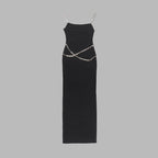 Black Chain Detail Maxi Dress H5964