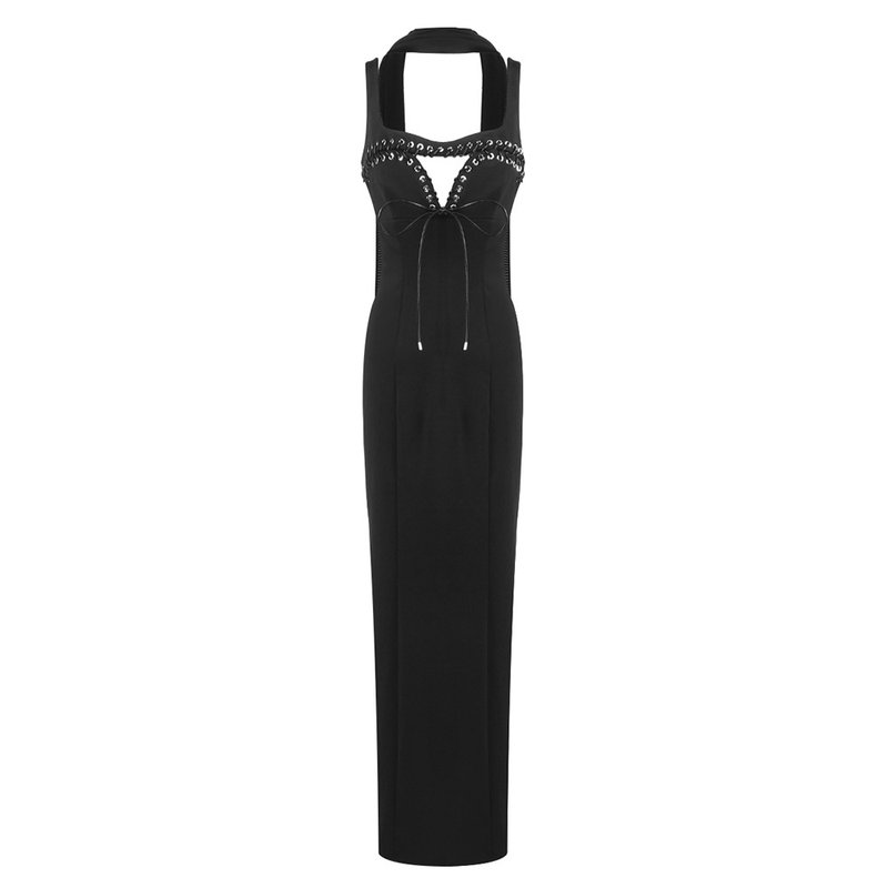 Black Choker Cutout Maxi Dress H6783