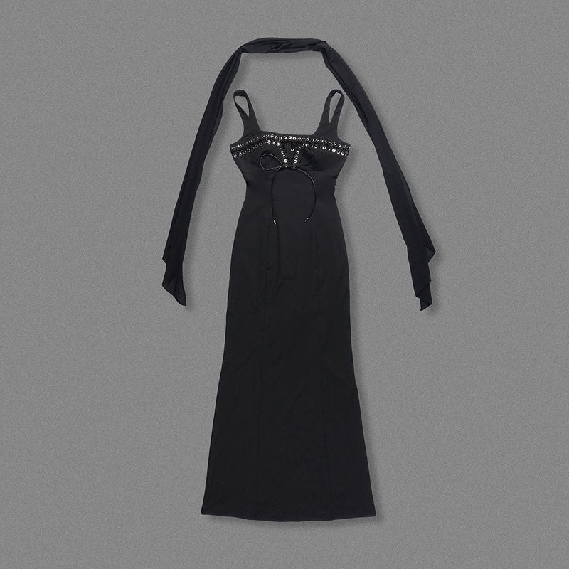 Black Choker Cutout Maxi Dress H6783