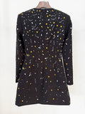 Black Confetti Print Long Sleeve Dress H6603