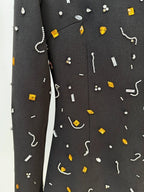 Black Confetti Print Long Sleeve Dress H6603