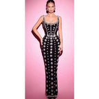Black Crystal Embellished Mermaid Gown H6280