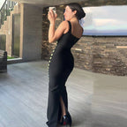 Black Crystal Embellished Mermaid Gown H6280