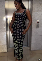 Black Crystal Embellished Mermaid Gown H6280