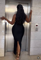 Black Crystal Embellished Mermaid Gown H6280