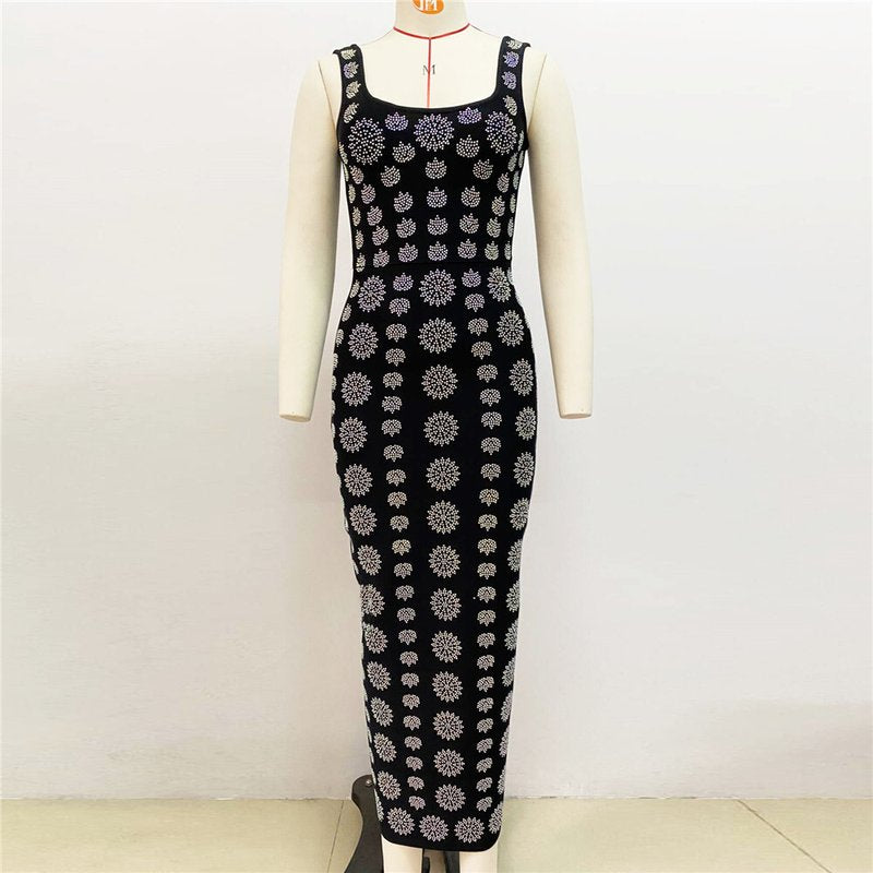 Black Crystal Embellished Mermaid Gown H6280