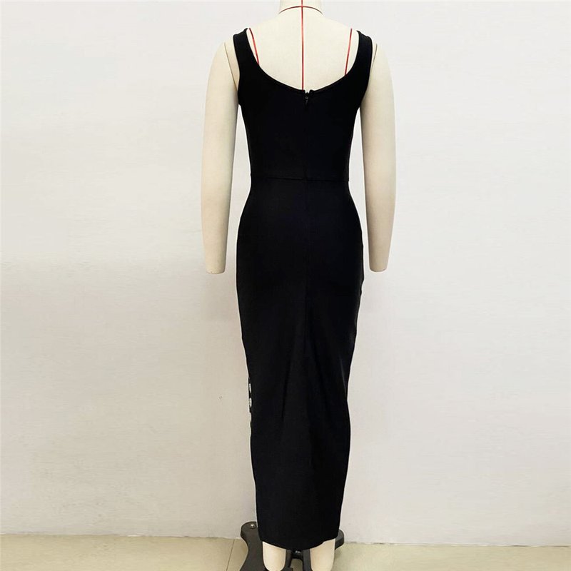 Black Crystal Embellished Mermaid Gown H6280