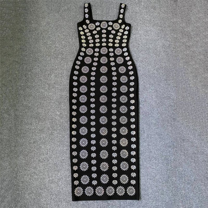 Black Crystal Embellished Mermaid Gown H6280