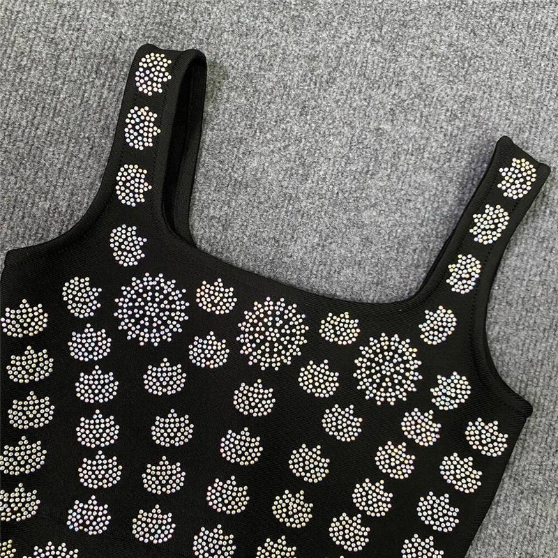 Black Crystal Embellished Mermaid Gown H6280
