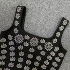 Black Crystal Embellished Mermaid Gown H6280