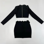 Black Crystal Flower Embellished Bodycon Dress H6533