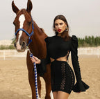 Black Cut-Out Lace Mini Dress H3386