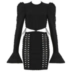 Black Cut-Out Lace Mini Dress H3386
