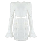 Black Cut-Out Lace Mini Dress H3386