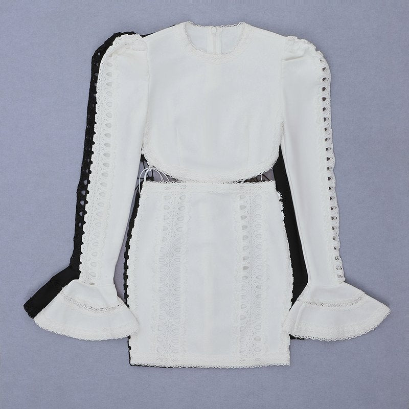 Black Cut-Out Lace Mini Dress H3386