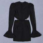 Black Cut-Out Lace Mini Dress H3386