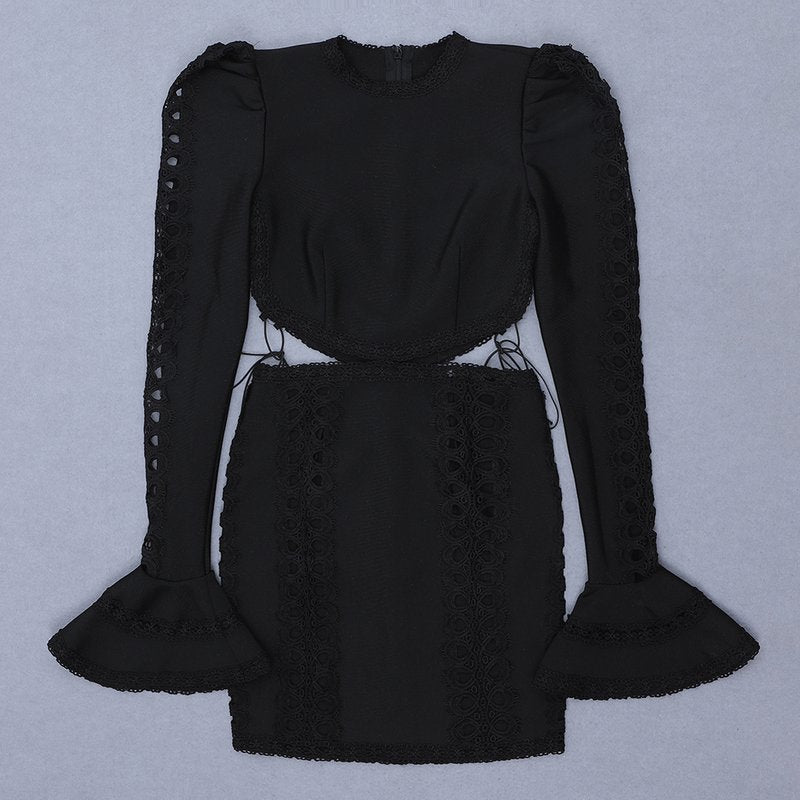 Black Cut-Out Lace Mini Dress H3386