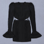 Black Cut-Out Lace Mini Dress H3386
