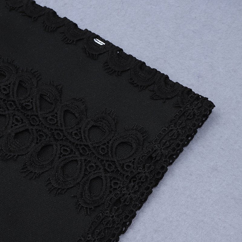 Black Cut-Out Lace Mini Dress H3386
