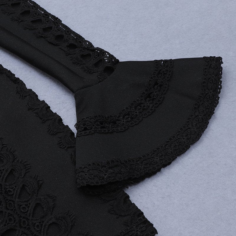 Black Cut-Out Lace Mini Dress H3386