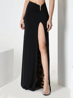 Black Cutout Asymmetrical Maxi Dress H6188