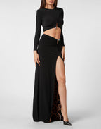 Black Cutout Asymmetrical Maxi Dress H6188