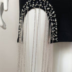 Black Cutout Beaded Fringe Mini Dress H5949