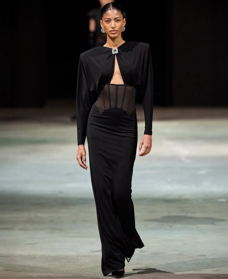 Black Cutout Corset Maxi Dress H7008