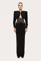 Black Cutout Corset Maxi Dress H7008