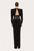 Black Cutout Corset Maxi Dress H7008