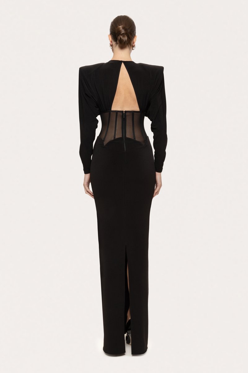 Black Cutout Corset Maxi Dress H7008