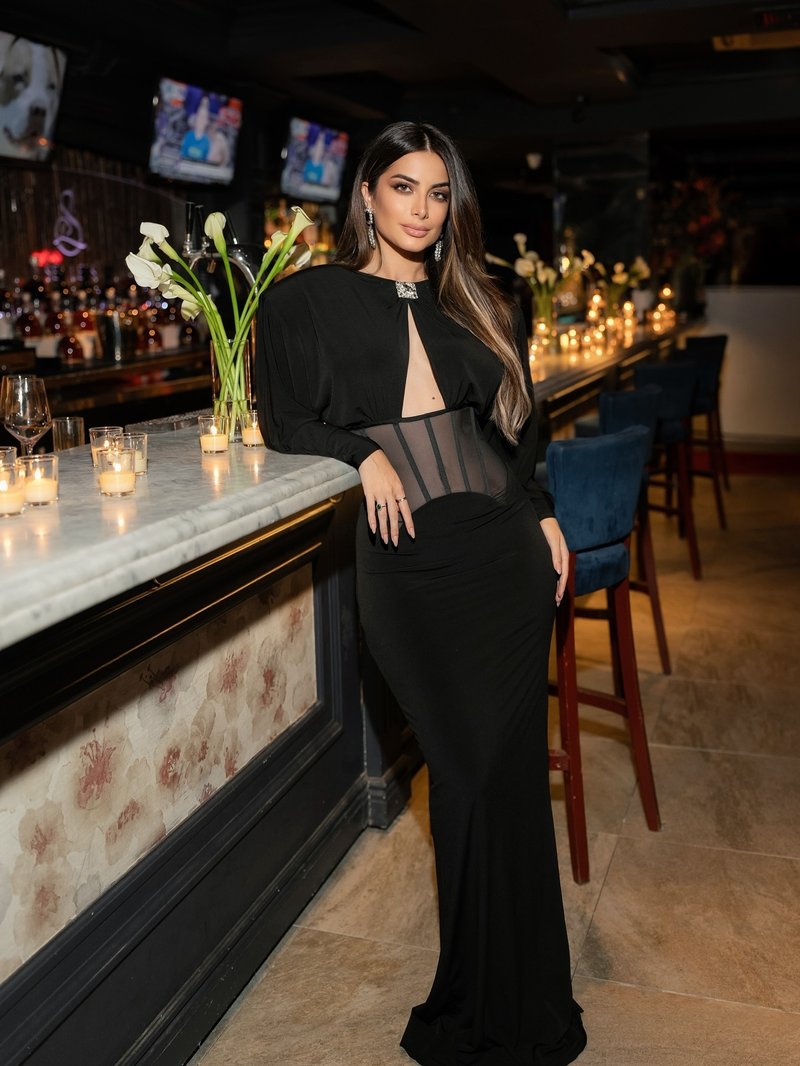 Black Cutout Corset Maxi Dress H7008