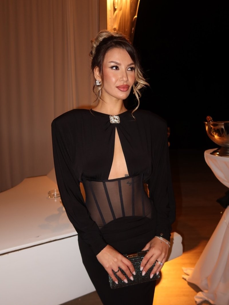 Black Cutout Corset Maxi Dress H7008