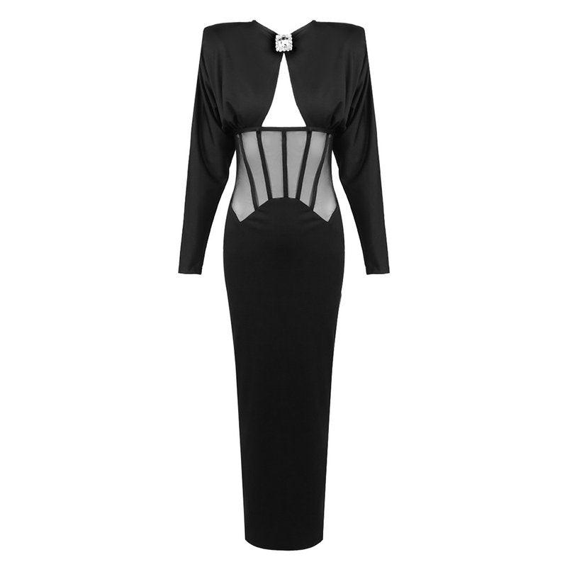 Black Cutout Corset Maxi Dress H7008