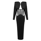 Black Cutout Corset Maxi Dress H7008