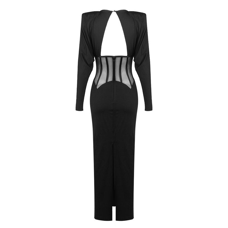 Black Cutout Corset Maxi Dress H7008