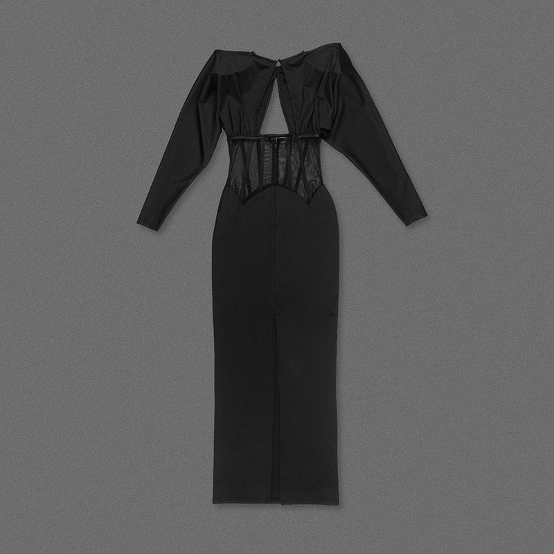 Black Cutout Corset Maxi Dress H7008