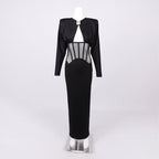 Black Cutout Corset Maxi Dress H7008