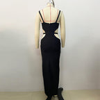 Black Cutout Gold Accent Gown H6034