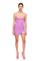 Black Cutout Mini Dress with Crystal Flower Trim H5464