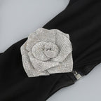 Black Cutout Rose Embellished Midi Dress H6216