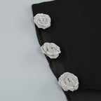Black Cutout Rose Embellished Midi Dress H6216