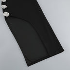 Black Cutout Rose Embellished Midi Dress H6216