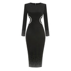 Black Cutout Sequin Midi Dress H6438