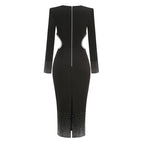 Black Cutout Sequin Midi Dress H6438