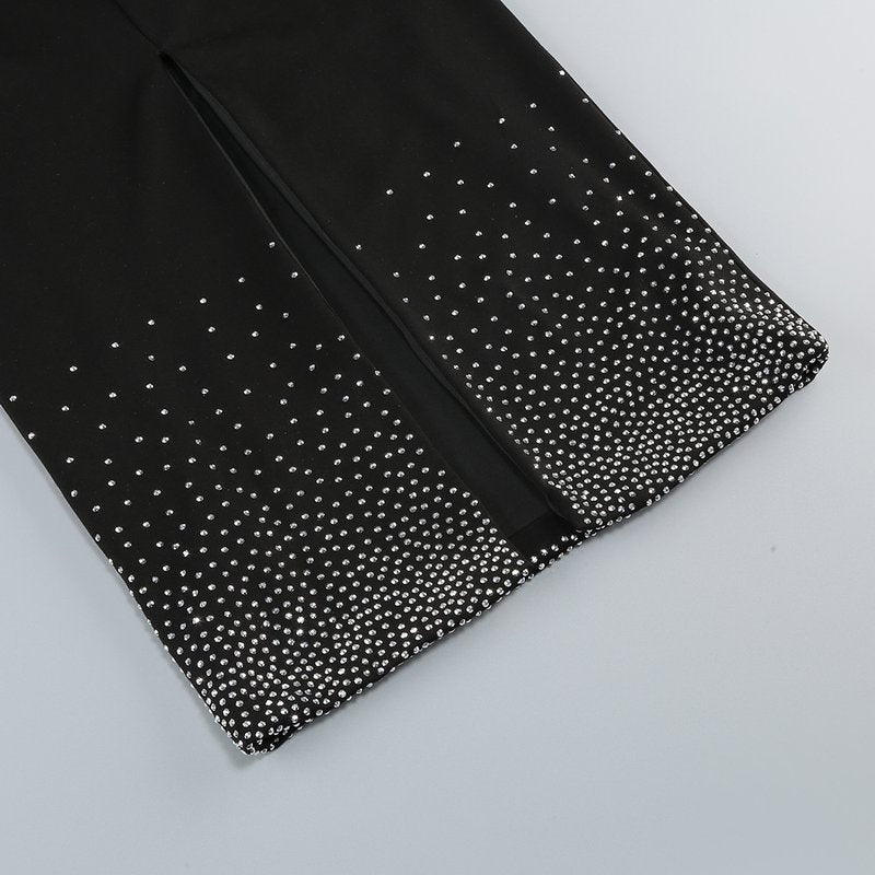 Black Cutout Sequin Midi Dress H6438