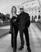 Black Cutout Sheer Sleeve Gown H5962