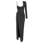 Black Cutout Sheer Sleeve Gown H5962
