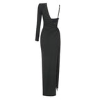 Black Cutout Sheer Sleeve Gown H5962