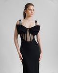Black Cutout Strapless Gown H6516